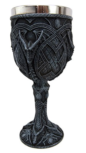 Ebros Gift Celtic Ryu Tribal Heart Dragon 7"H Wine Goblet Cup Chalice Home Decor