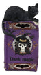 Ebros Black Mystical Cat Perching On Purple Book of Spells with LED Lights