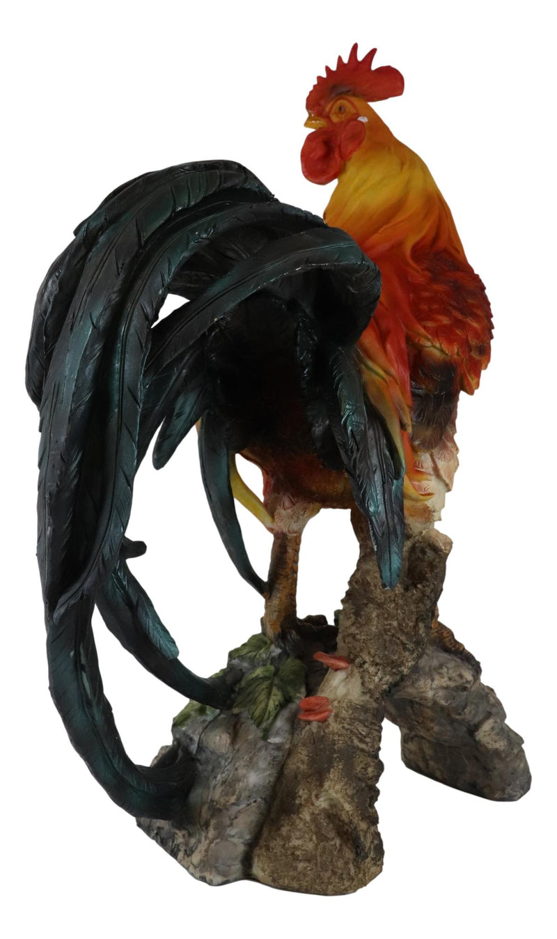 Large Realistic Rustic Western Country Chicken Morning Crow Rooster Statue