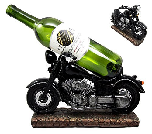 Ebros Gift Vintage Black Chopper Motorcycle Bike Wine Holder Figurine 12.25"L