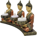 Ebros Trikaya Three Meditating Buddha Votive Tea Light Candles Holder 10.75" L