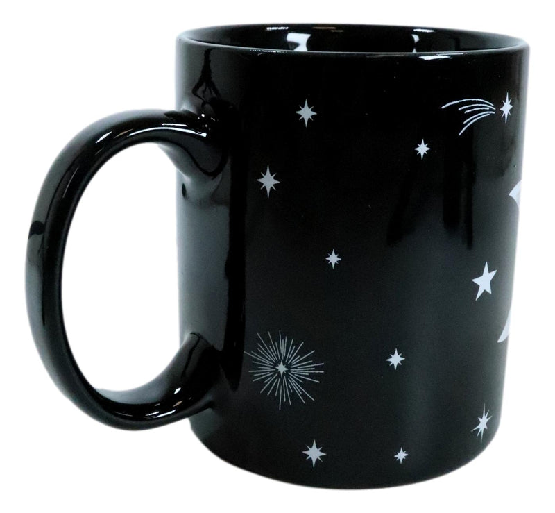 Black Wicca Alchemy Sacred Triple Moon Goddess Magic Porcelain Coffee Mug 11Oz