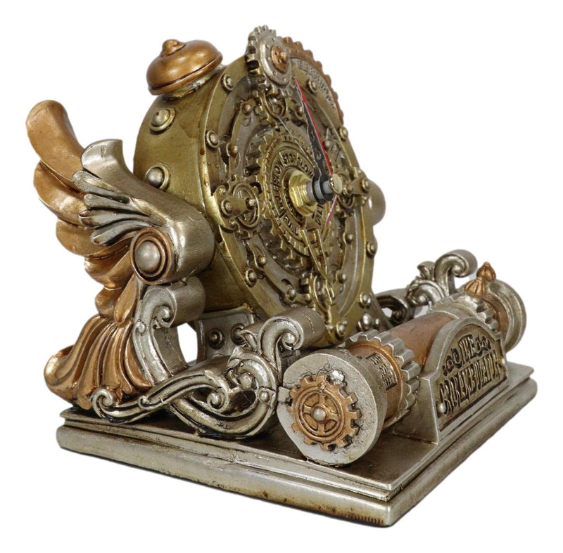 Steampunk Chronambulator Time Warp Machine With Painted Clockwork Desktop Clock