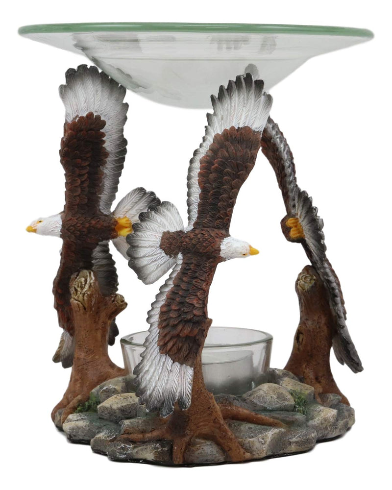 Ebros King Of The Sky Soaring Trinity Bald Eagles Oil Wax Warmer Candle Holder Statue