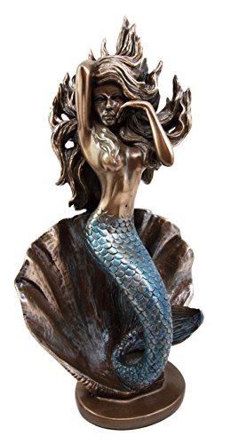 Ebros Gift Large Giant Pearl Shell Goddess Mermaid Awakening Figurine 11.75" H