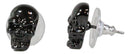 Ghastly Gothic Evil Grinning Skulls Gunmetal Stud Earrings Metal Pewter Alloy