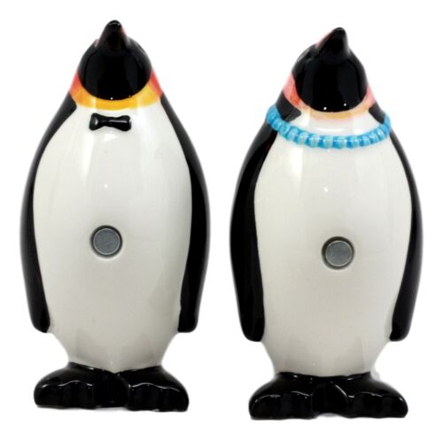 Polar Opposites Emperor Penguin Salt & Pepper Shakers Ceramic Magnetic Set