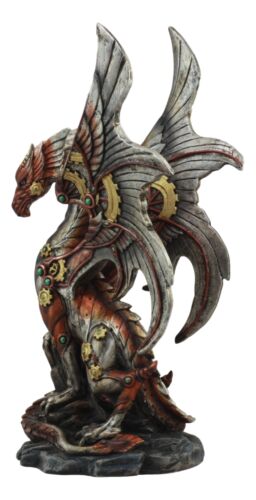 Ebros Ruler Of Pantagonia Steampunk Cyborg Robot Dragon Statue 10.5"Tall