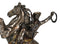 Rustic Western Desert Rodeo Cowboy On Rearing Horse With Lasso Ropes Figurine