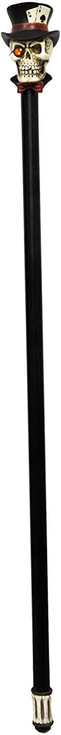 Ebros Poker Skull with Top Hat of Aces Decorative Prop Cosplay Walking Cane