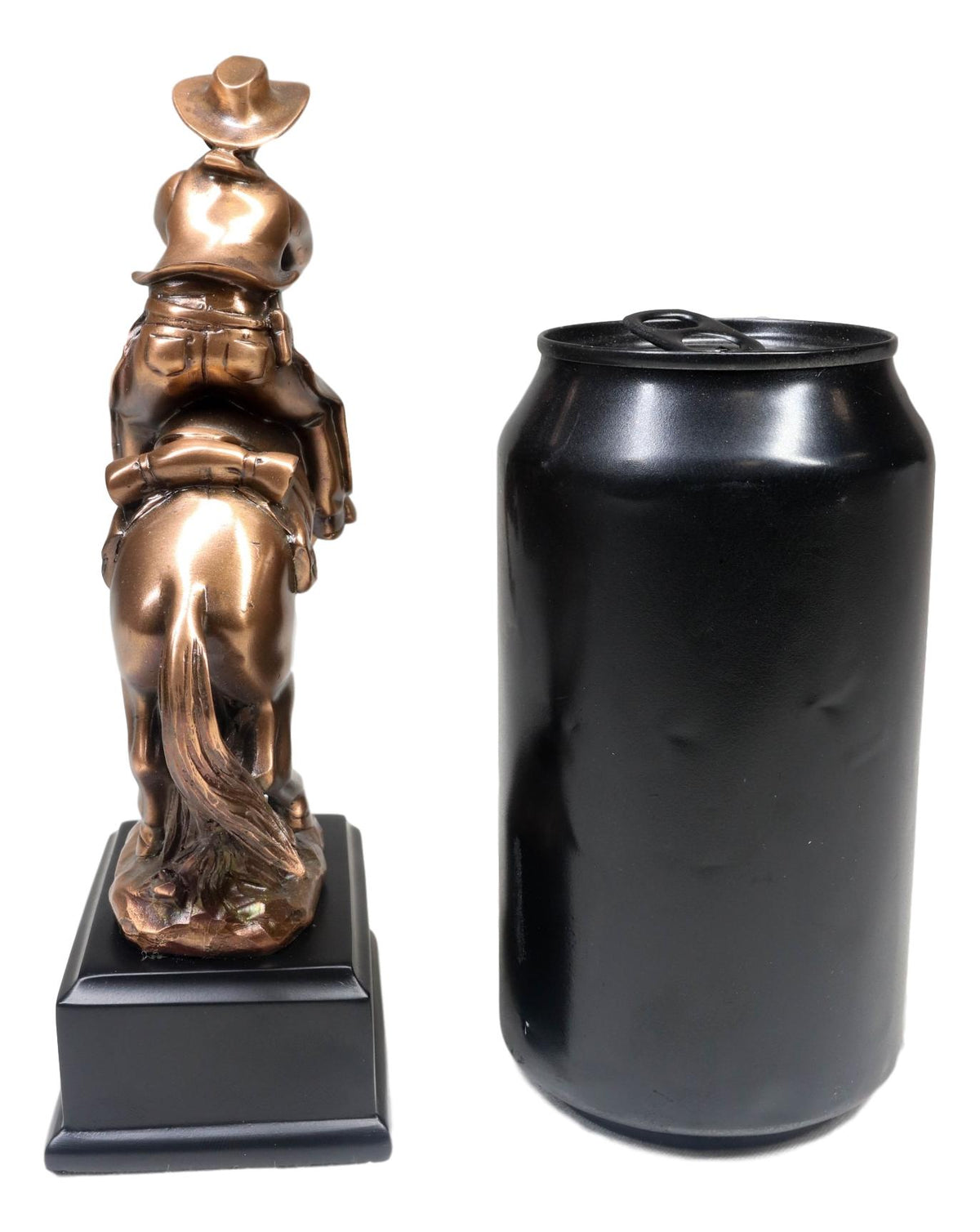 Wild West Cowboy With Rearing Horse In Pursuit Bronze Electroplated Figurine - Ebros Gift