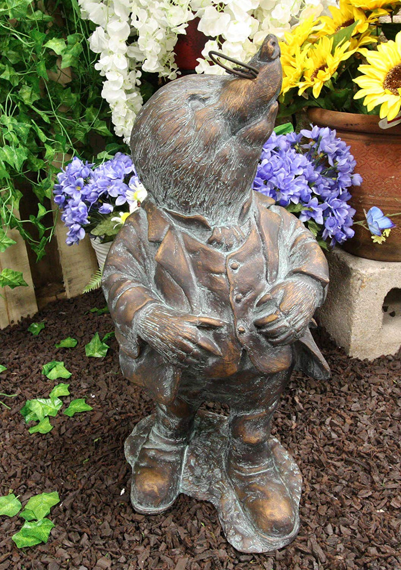 Ebros Gift Large Whimsical Hardworking Professor Mole With Glasses Garden Statue 21" Tall Hand Painted Resin In Aged Bronze Finish Rustic Fairy Tale Moles Patio Pool Lawn Outdoors Decorative Sculpture