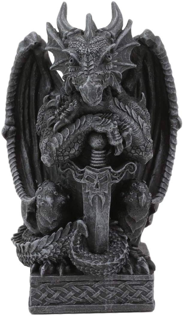 Ebros Gothic Dragon Sentry Gargoyle With Sword Figurine 5.25"H Statue Fantasy - Ebros Gift