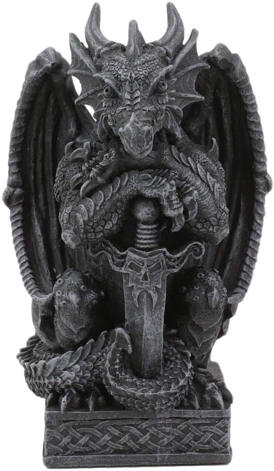 Ebros Gothic Dragon Sentry Gargoyle With Sword Figurine 5.25"H Statue Fantasy - Ebros Gift