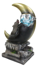 Howling Wolf Guardian of The Sacred Crescent Moon Backflow Cone Incense Burner