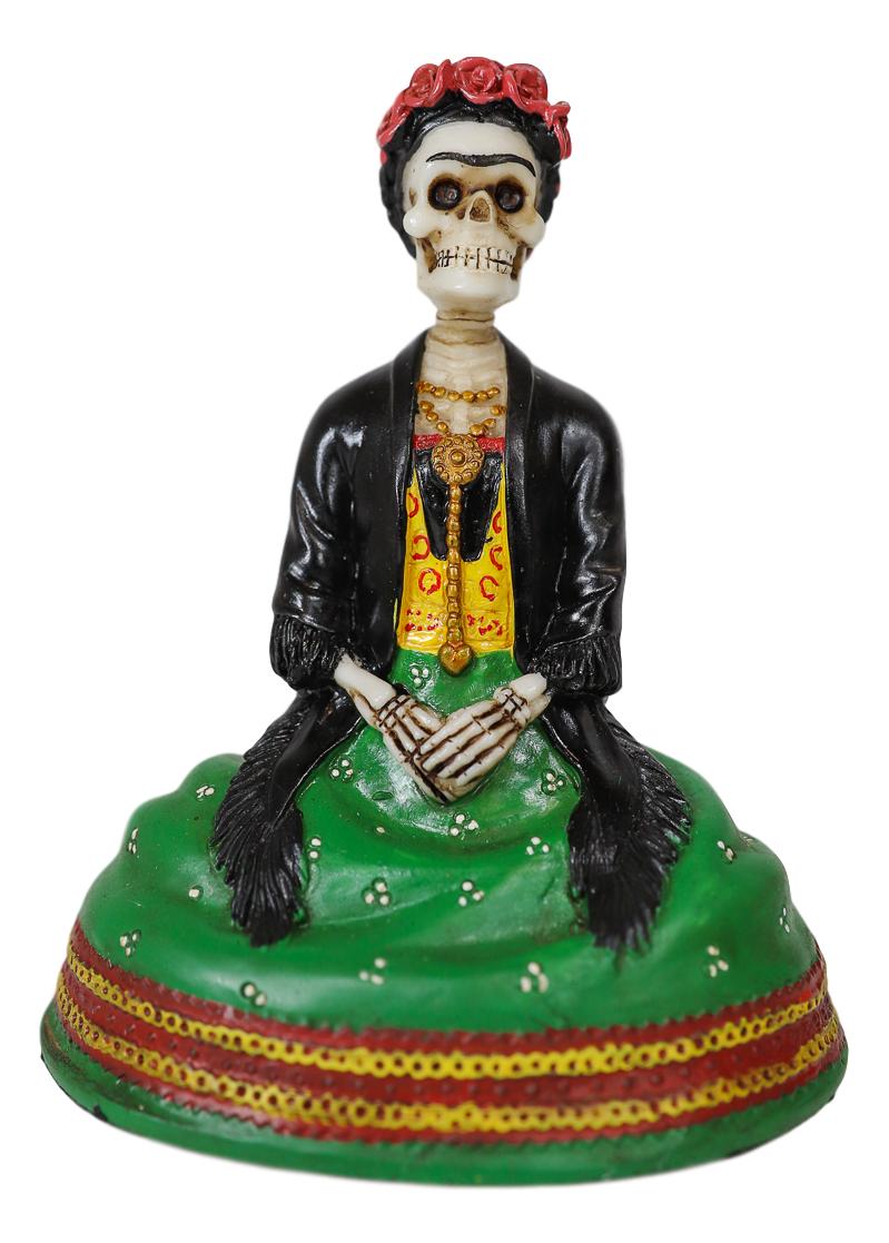 Ebros Mexican Dias De Los Muertos Sitting Lady Skeleton Day of The Dead Statue 4"Tall