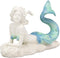 Ebros Gift Nautical Capiz Blue Tailed Siren Mermaid with Seashell and Starfish Statue Ocean Aquamarine Princess Coastal Beach Under The Sea Decorative Accent (Resting On Seabed)