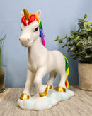 Ebros Beautiful Rainbow Mane Gold Horn Unicorn Mare Horse Walking On Clouds Figurine