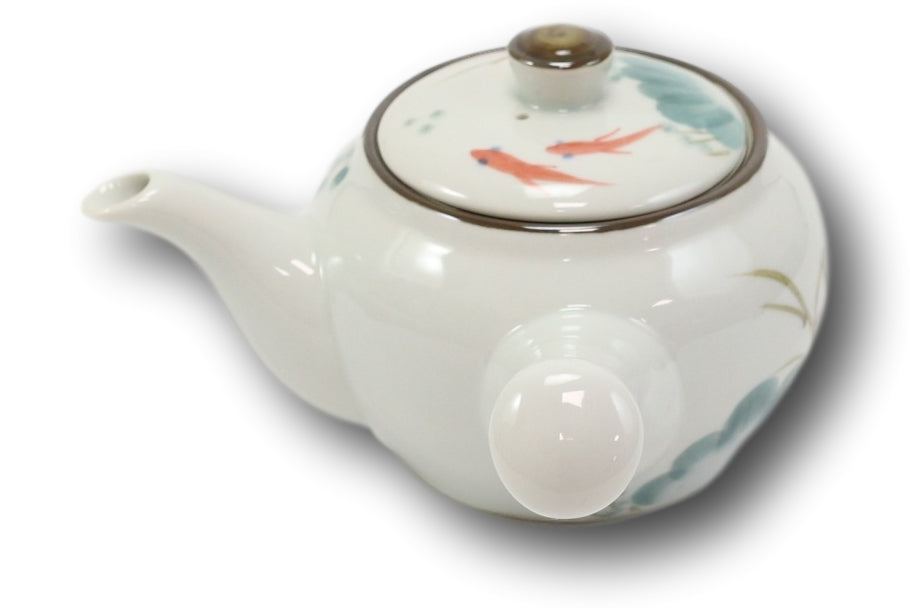 Feng Shui Yin Yang Koi Fish Pair Small Ceramic Tea Pot 12oz With Side Arm Handle - Ebros Gift