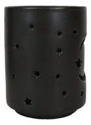 Wicca Mystical Moon And Stars Cutout Ceramic Black T-Light Votive Candle Holder
