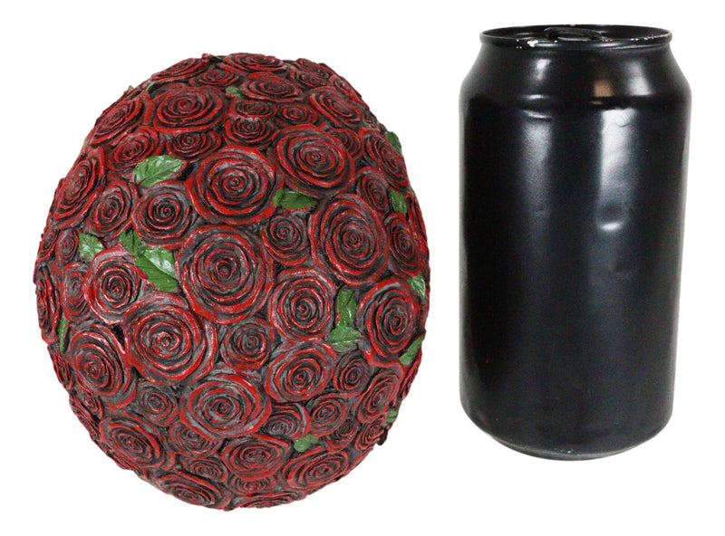 Day of The Dead Red Floral Roses With Green Petals Sugar Skull Figurine Decor