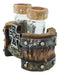 Rustic Western Star Cross With Faux Wood Barrel Base With Salt & Pepper Shakers