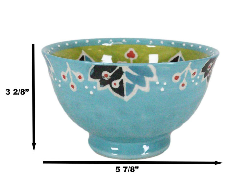Ebros Set of 4 Luxury Ottoman Style Textured Dining Bowls 5.75"Diameter Made Of Ceramic Ideal For Home Decor Dinnerware & Giftware (Four Seasons)
