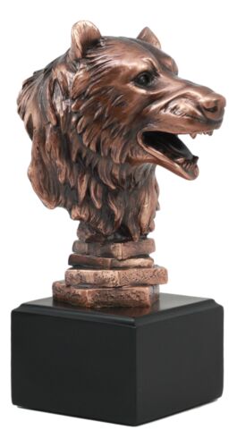 Wildlife Roaring Bear Bust Statue Bronze Electroplated Bear Figurine With Base