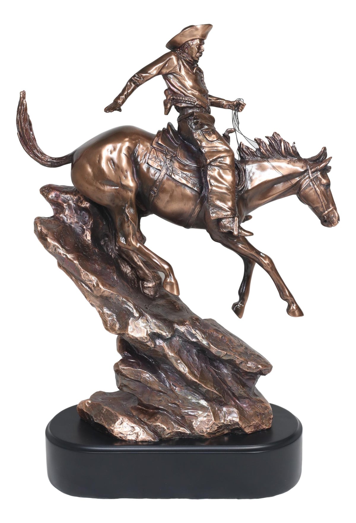 Ebros Rustic Wild West Cowboy Bandit Racing Down Rocky Slope On Horse Statue - Ebros Gift
