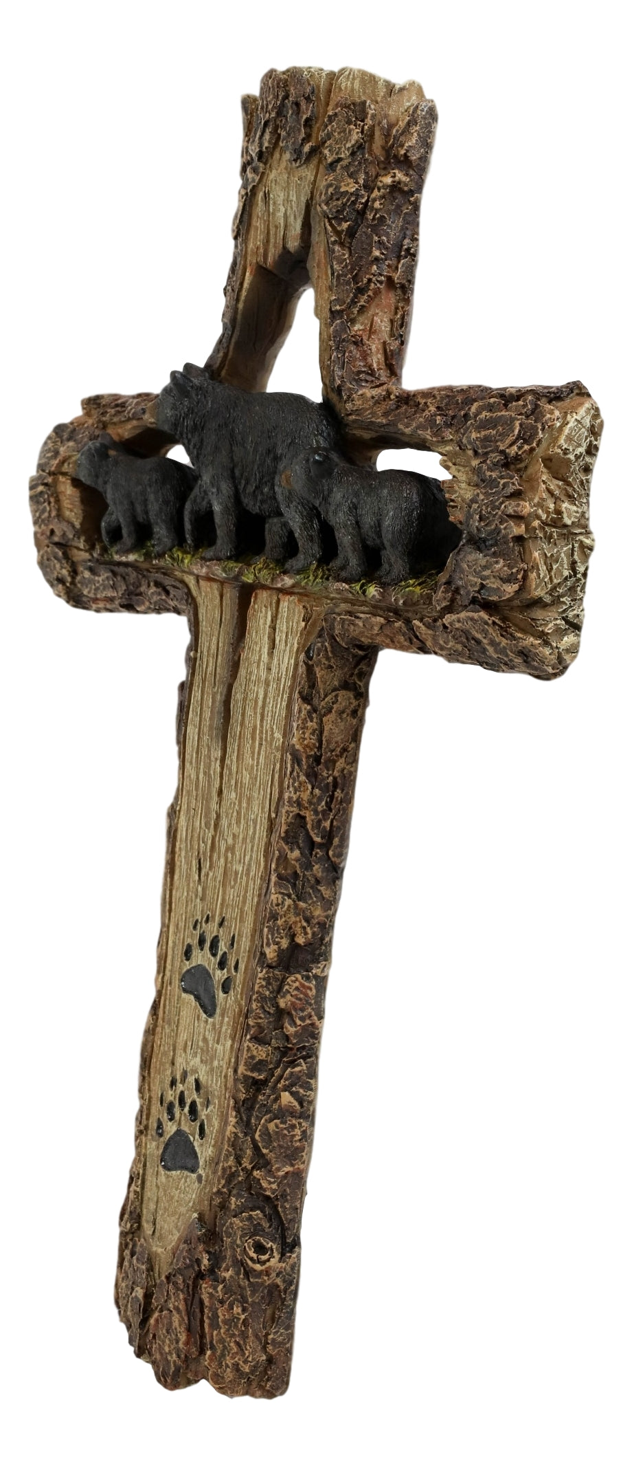 Rustic Western Black Bears Momma And Cubs On Bear Trail Wall Cross Decor Plaque