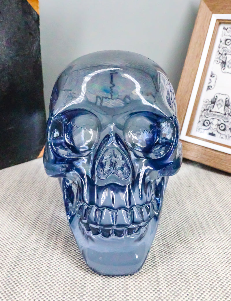 Pirate Crystal Skull Cave Tomb Treasure Blue Translucent Skull Figurine Resin