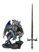 Ebros Aurora Borealis Elemental Dragon With Armor And Long Sword Letter Opener Statue