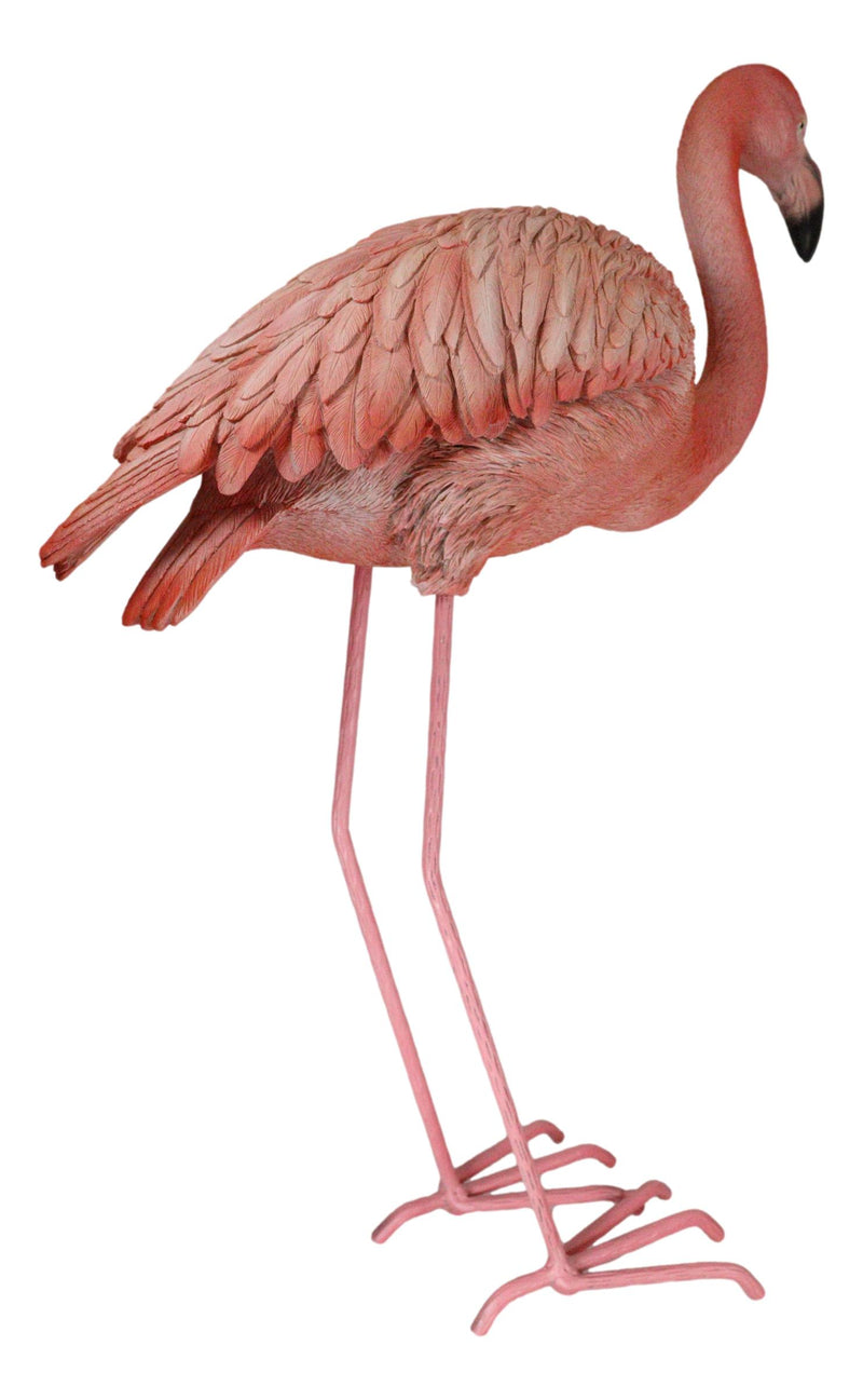27" Tall Realistic Zen Graceful Tropical Pink Flamingo Standing in Repose Statue