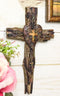 Rustic Western Distressed Faux Wooden Barbed Wires With Heart Plaque Wall Cross
