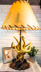 Ebros 26"H Rustic Vintage Design 3 Entwined Antlers And Pine Cones Table Lamp