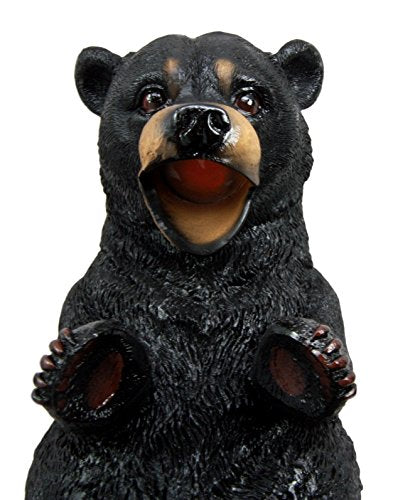 Ebros Gift Big Black Bear Wine Oil Bottle Holder Figurine 10"Long Home Decor - Ebros Gift