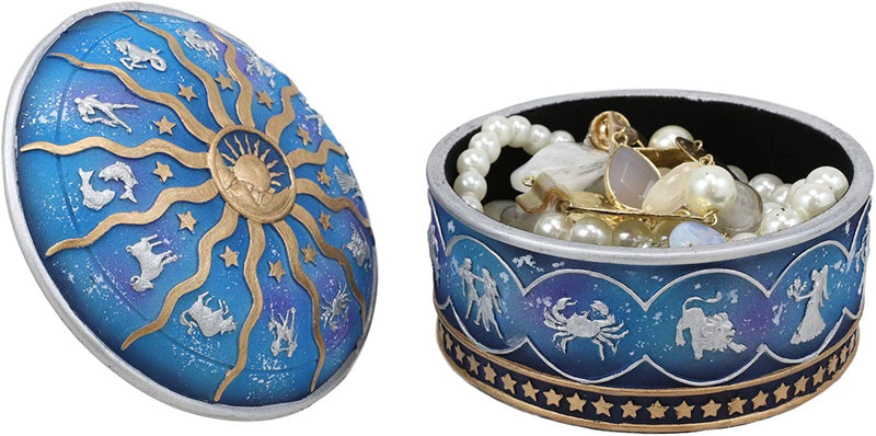 Ebros Greek Zodiac Constellations with Sun and Moon Lid Decorative Trinket Box