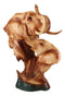 Safari Wildlife Elephant Father And Calf With Trunk Up Bust Faux Wood Figurine