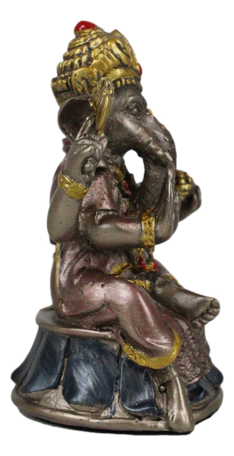 Small Hindu Ganesha Ganapati Hindu Elephant God Sitting On Drum Figurine