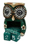 Balinese Wood Handicrafts Hypnosis Eyed Green Owl Desktop Calendar Figurine 4.5"