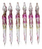 Pack Of 6 Fire Ink Glittered Metallic Pink And Gold Spirit Dragon Pen Figurines