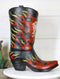 Western Flames Crossbones Skull Poker Cards Cowboy Boot Vase Planter Figurine