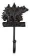 Cast Iron 9"H Rustic Forest Black Bear By Pine Trees Log Forest Wall Coat Hook