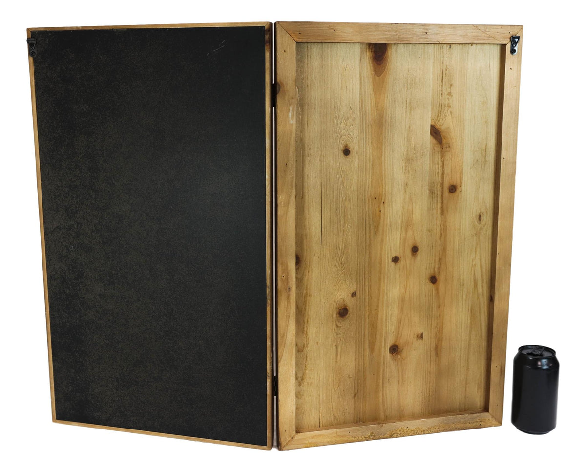 Rustic 23"H Wooden Chalkboard With 2 Metal Mail Pocket Organizer Wall Rack