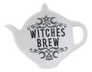 Ebros Wicca Pentagram Moons Witches Brew Hex Ceramic Tea Spoon / Bag Holder Rest Plate