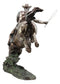 Large Western Cowboy With Lasso On Bucking Horse Statue 19"L Faux Bronze Resin