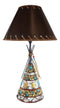 Southwestern Indian Teepee Hut Dreamcatcher Feathers Turquoise Rocks Table Lamp