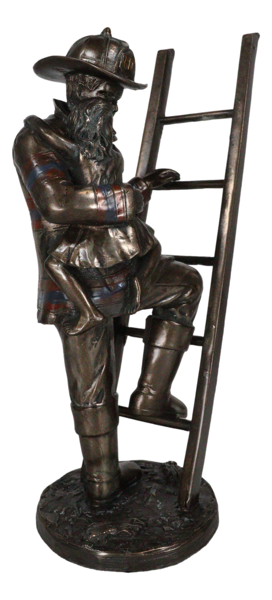 Brave Fireman Fire Fighter Hero Saving Child Descending From Ladder Figurine