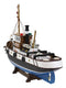 Ebros 17.25"L Blue Wooden Tugboat Boat Model Statue with Wood Base Stand Figure - Ebros Gift