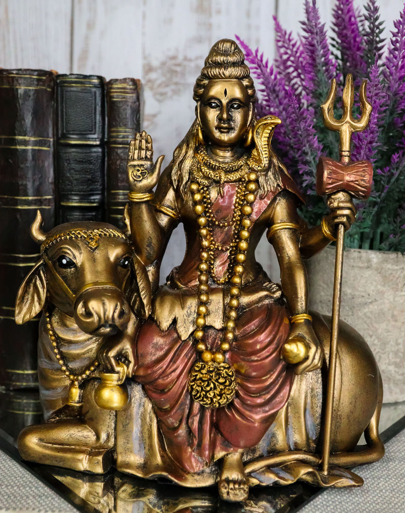 Ebros Hindu The Auspicious One Lord Shiva Sitting On Nandi Bull Statue 7" Tall